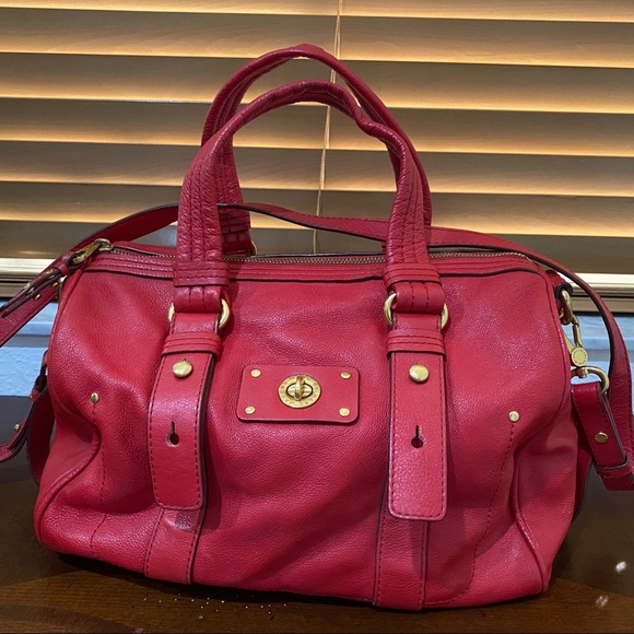 Marc By Marc Jacobs Leather Red Crossbody Shoulder Hand Bag With Gold Hardware - Picture 2 of 15